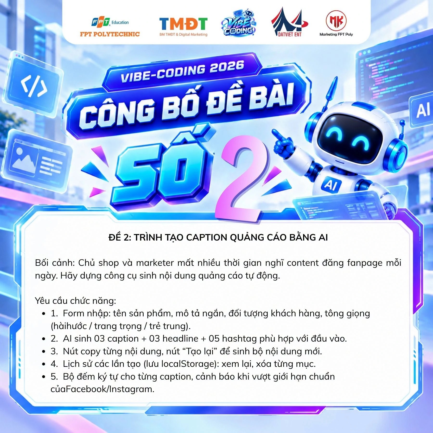 Poster đề 2: Trình tạo caption quảng cáo bằng AI