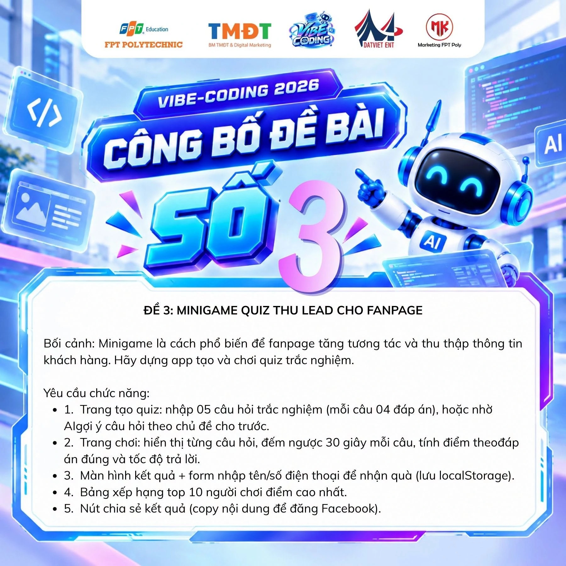 Poster đề 3: Minigame quiz thu lead cho fanpage