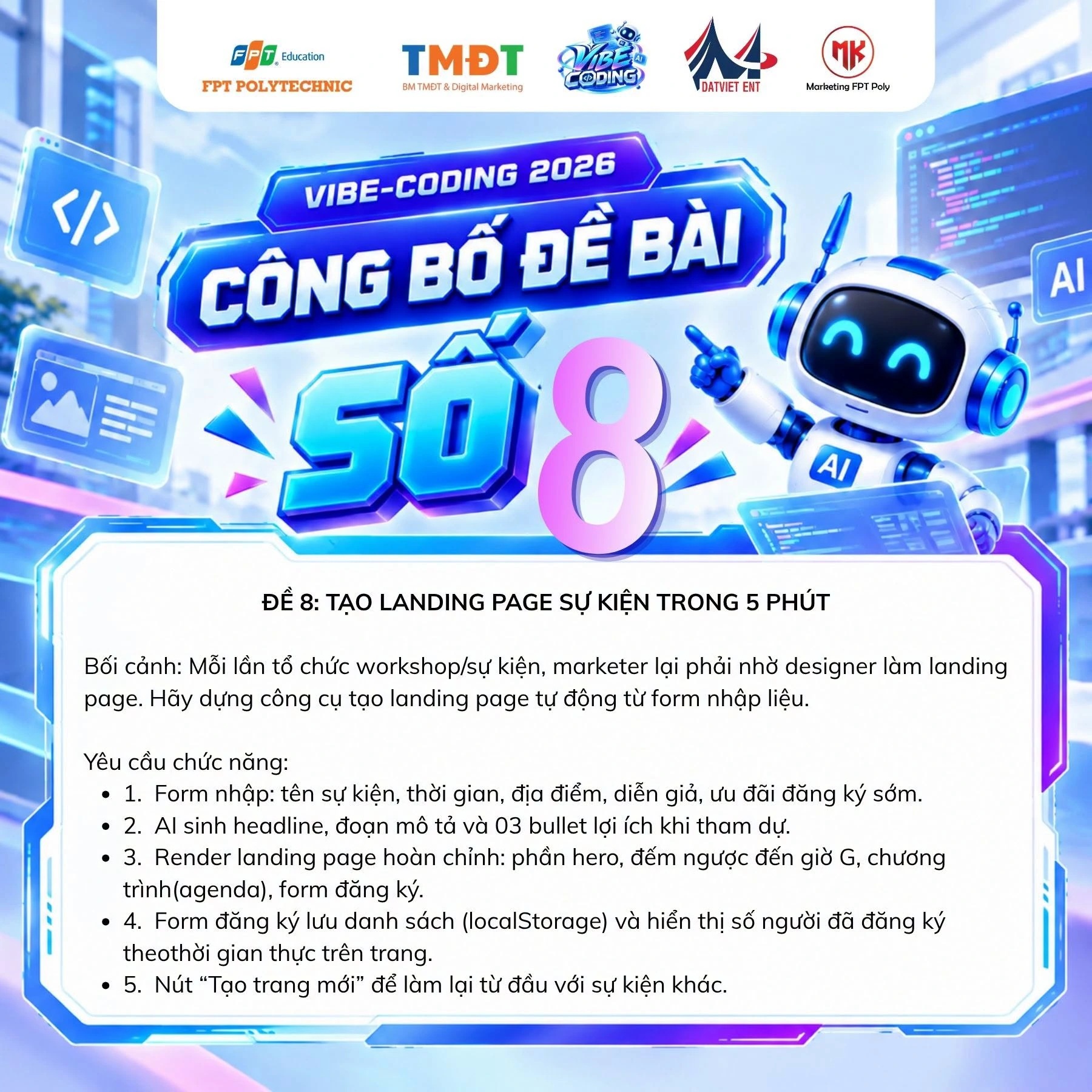 Poster đề 8: Tạo landing page sự kiện trong 5 phút