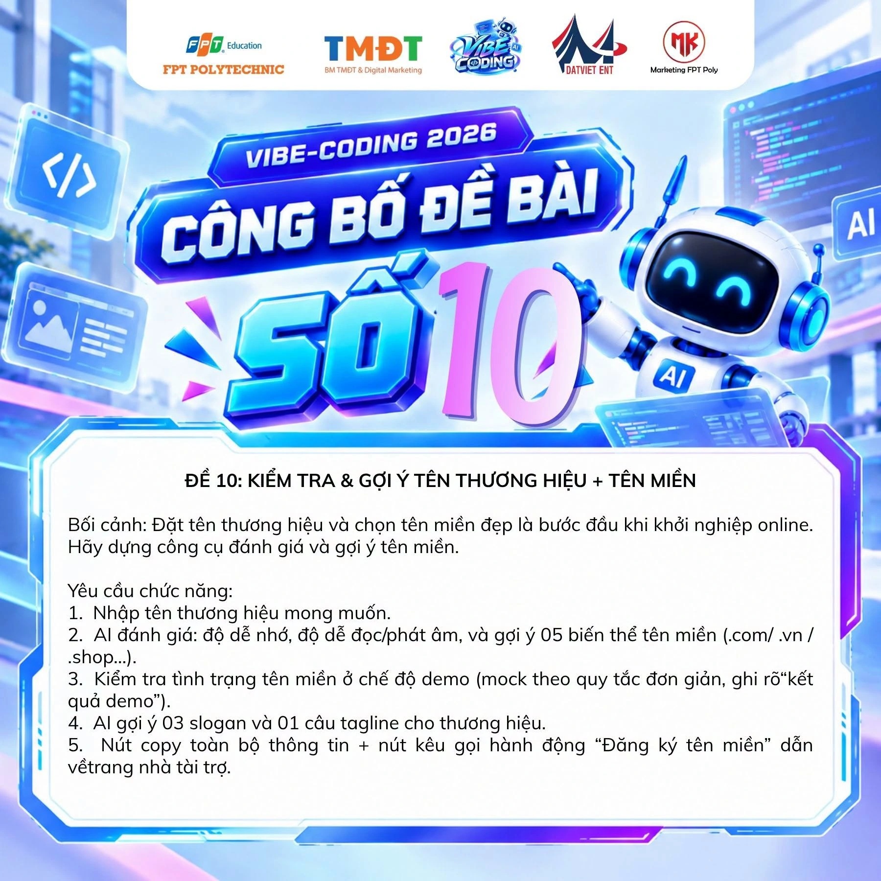 Poster đề 10: Kiểm tra & gợi ý tên thương hiệu + tên miền